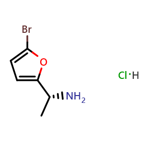 Chemical structure of (1R)-1-(5-bromo(2-furyl))ethylamine hydrochloride , CAS 2241594-12-5, AChemBlock T97636