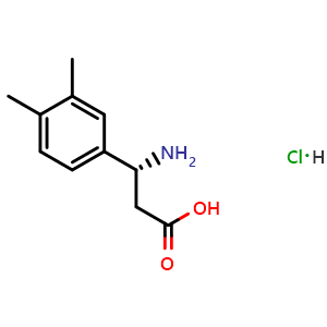 Chemical structure of (3r)-3-amino-3-(3,4-dimethylphenyl)propanoic acid hydrochloride , CAS 2061996-52-7, AChemBlock T97646