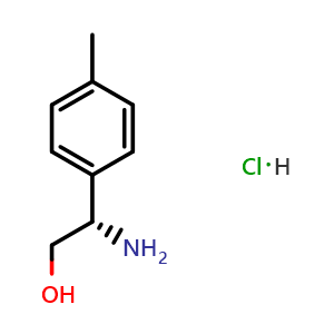 Chemical structure of (2S)-2-amino-2-(4-methylphenyl)ethan-1-ol hydrochloride , CAS 1256974-17-0, AChemBlock T97675