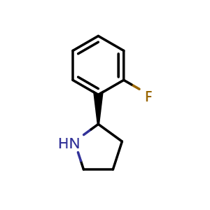 Chemical structure of (2R)-2-(2-fluorophenyl)pyrrolidine , CAS 1228568-65-7, AChemBlock T97678