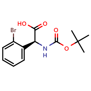 Chemical structure of (2S)-2-[(tert-butoxy)carbonylamino]-2-(2-bromophenyl)acetic acid , CAS 1228547-87-2, AChemBlock T97681