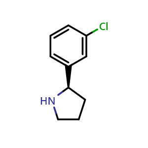 Chemical structure of (2R)-2-(3-chlorophenyl)pyrrolidine , CAS 1217756-62-1, AChemBlock T97686
