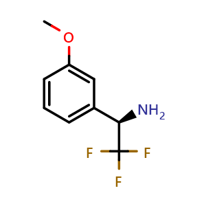Chemical structure of (1R)-2,2,2-trifluoro-1-(3-methoxyphenyl)ethylamine , CAS 1213162-90-3, AChemBlock T97689