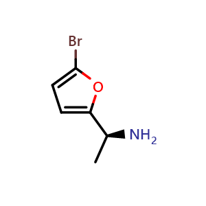 Chemical structure of (1S)-1-(5-bromo(2-furyl))ethylamine , CAS 1212992-40-9, AChemBlock T97692