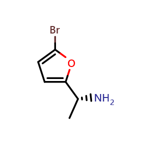 Chemical structure of (1R)-1-(5-bromo(2-furyl))ethylamine , CAS 1212901-71-7, AChemBlock T97693