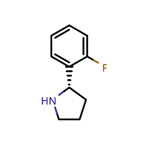 Chemical structure of (2S)-2-(2-fluorophenyl)pyrrolidine , CAS 1211109-18-0, AChemBlock T97694