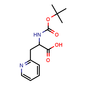 Chemical structure of 2-([(tert-butoxy)carbonyl]amino)-3-(pyridin-2-yl)propanoic acid , CAS 119434-71-8, AChemBlock T97697