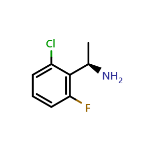 Chemical structure of (R)-1-(2-chloro-6-fluorophenyl)ethanamine , CAS 1100575-44-7, AChemBlock T97700