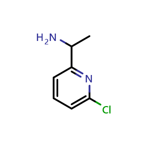 Chemical structure of 1-(6-chloropyridin-2-yl)ethanamine , CAS 1060811-97-3, AChemBlock T97701