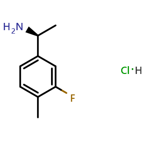 Chemical structure of (S)-1-(3-fluoro-4-methylphenyl)ethanamine hydrochloride , CAS 2633683-38-0, AChemBlock T97708