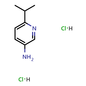 Chemical structure of 6-isopropylpyridin-3-amine dihydrochloride , CAS 2411636-04-7, AChemBlock T97716