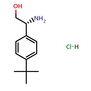 Chemical structure of (2R)-2-amino-2-[4-(tert-butyl)phenyl]ethan-1-ol hydrochloride , CAS 1391444-61-3, AChemBlock T97722