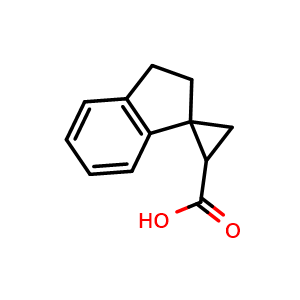 Chemical structure of spiro[cyclopropane-2,1-indane]-1-carboxylic acid , CAS 1250150-08-3, AChemBlock T97730