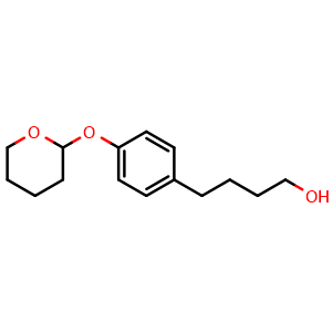 Chemical structure of 4-(4-((tetrahydro-2H-pyran-2-yl)oxy)phenyl)butan-1-ol , CAS 408336-32-3, AChemBlock T97732