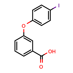 Chemical structure of 3-(4-iodophenoxy)benzoic acid , CAS 1406352-85-9, AChemBlock T97741