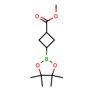 Chemical structure of methyl 3-(4,4,5,5-tetramethyl-1,3,2-dioxaborolan-2-yl)cyclobutanecarboxylate , AChemBlock T97745