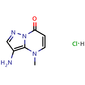 Chemical structure of 3-amino-4-methyl-pyrazolo[1,5-a]pyrimidin-7-one hydrochloride , CAS 2411639-71-7, AChemBlock T97746