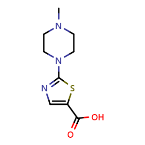 Chemical structure of 2-(4-Methyl-1-piperazinyl)-5-thiazolecarboxylic acid , CAS 946409-30-9, AChemBlock T97763