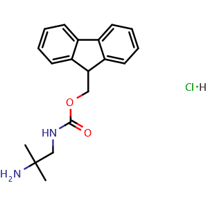 Chemical structure of 1-N-Fmoc-2-methylpropane-1,2-diamine hydrochloride , CAS 2147588-17-6, AChemBlock T97770