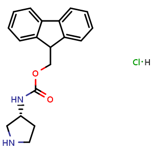 Chemical structure of (R)-3-(Fmoc-amino)pyrrolidine hydrochloride , CAS 1217698-49-1, AChemBlock T97777