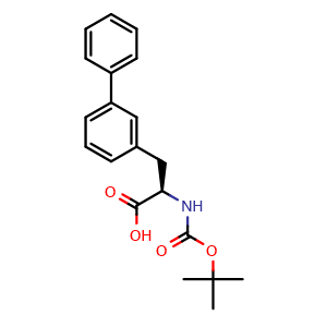 Chemical structure of (R)-a-(Boc-amino)-[1,1'-biphenyl]-3-propanoic acid , CAS 1213944-51-4, AChemBlock T97778