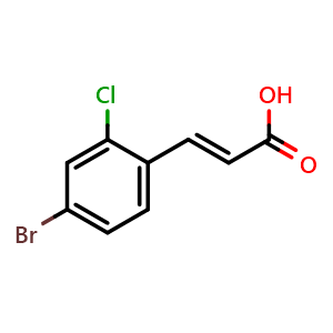 Chemical structure of 4-Bromo-2-chlorocinnamic acid , CAS 1233055-24-7, AChemBlock T97782
