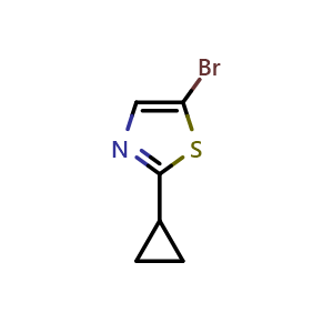 Chemical structure of 5-Bromo-2-cyclopropyl-thiazole , CAS 1086382-42-4, AChemBlock T97802
