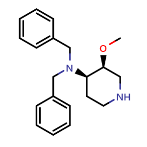 Chemical structure of (3S,4R)-N,N-dibenzyl-3-methoxy-piperidin-4-amine , CAS 860169-74-0, AChemBlock T97812