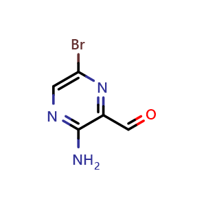 Chemical structure of 3-amino-6-bromopyrazine-2-carbaldehyde , CAS 1196156-63-4, AChemBlock T97817
