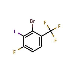 Chemical structure of 2-Bromo-4-fluoro-3-iodobenzotrifluoride , CAS 2227272-51-5, AChemBlock T97818