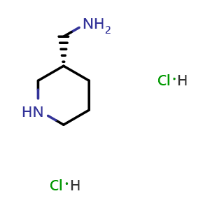 Chemical structure of (S)-3-Piperidinemethanamine dihydrochloride , CAS 174073-69-9, AChemBlock T97832