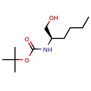Chemical structure of N-Boc-(R)-2-aminohexan-1-ol , CAS 116640-17-6, AChemBlock T97838