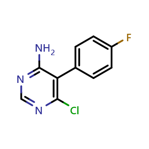 Chemical structure of 6-chloro-5-(4-fluorophenyl)-4-pyrimidinamine , CAS 1446109-96-1, AChemBlock T97842