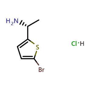 Chemical structure of (1R)-1-(5-bromothiophen-2-yl)ethan-1-amine hydrochloride , CAS 1807938-01-7, AChemBlock T97843