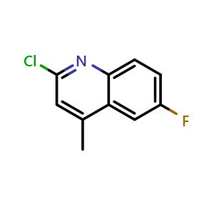 Chemical structure of 2-chloro-6-fluoro-4-methylquinoline , CAS 18529-12-9, AChemBlock T97861