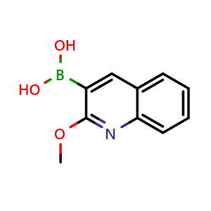 Chemical structure of 2-Methoxyquinoline-3-boronic acid , CAS 886853-93-6, AChemBlock T97864