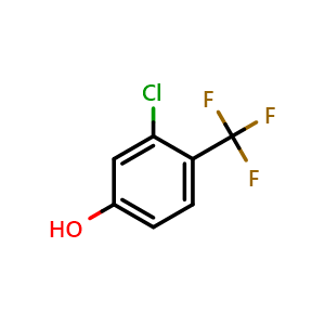 Chemical structure of 3-Chloro-4-trifluoromethylphenol , CAS 37900-81-5, AChemBlock T97875
