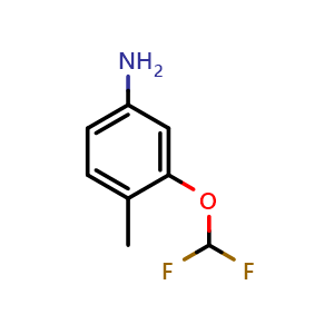 Chemical structure of 3-(Difluoromethoxy)-4-methylaniline , CAS 264194-31-2, AChemBlock T97879