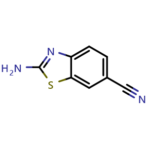 Chemical structure of 2-Aminobenzothiazole-6-carbonitrile , CAS 19759-66-1, AChemBlock T97882