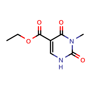 Chemical structure of ethyl 3-methyl-2,4-dioxo-1H-pyrimidine-5-carboxylate , CAS 154942-22-0, AChemBlock T97885
