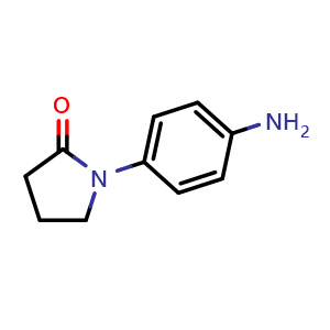 Chemical structure of 1-(4-Aminophenyl)pyrrolidin-2-one , CAS 13691-22-0, AChemBlock T97888
