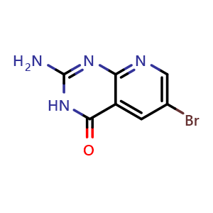 Chemical structure of 2-Amino-6-bromopyrido[2,3-d]pyrimidin-4(3H)-one , CAS 120040-42-8, AChemBlock T97891