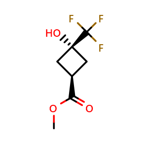 Chemical structure of methyl cis-3-hydroxy-3-(trifluoromethyl)cyclobutanecarboxylate , CAS 2411591-41-6, AChemBlock T97898