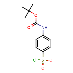 Chemical structure of tert-butyl (4-(chlorosulfonyl)phenyl)carbamate , CAS 269747-25-3, AChemBlock T97902