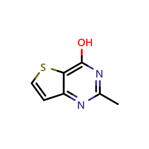Chemical structure of 2-methylthieno[3,2-d]pyrimidin-4-ol , CAS 21582-51-4, AChemBlock T97905
