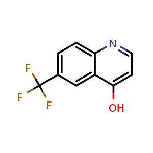 Chemical structure of 6-(Trifluoromethyl)quinolin-4-ol , CAS 49713-51-1, AChemBlock T97911