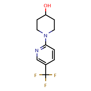 Chemical structure of 1-(5-Trifluoromethyl-2-pyridinyl)-4-piperidinol , CAS 832715-03-4, AChemBlock T97928