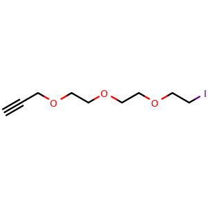 Chemical structure of Propargyl-PEG3-I , CAS 1234387-35-9, AChemBlock T97934