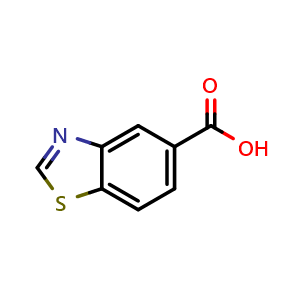 Chemical structure of 1,3-benzothiazole-5-carboxylic acid , CAS 68867-17-4, AChemBlock T97946