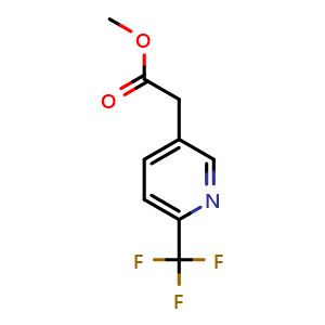 Chemical structure of Methyl 2-(6-trifluoromethyl-pyridin-3-yl)acetate , CAS 1363210-38-1, AChemBlock T97979
